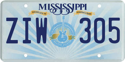 MS license plate ZIW305
