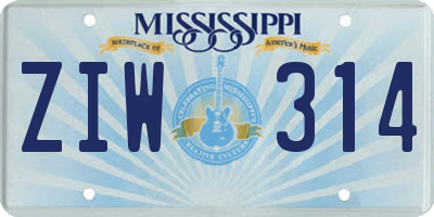 MS license plate ZIW314