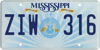 MS license plate ZIW316