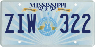 MS license plate ZIW322
