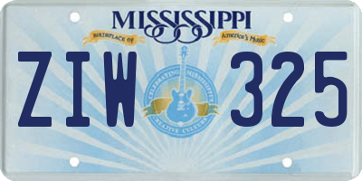 MS license plate ZIW325