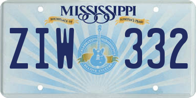 MS license plate ZIW332