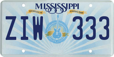 MS license plate ZIW333