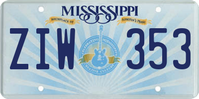 MS license plate ZIW353