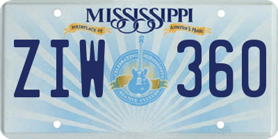 MS license plate ZIW360