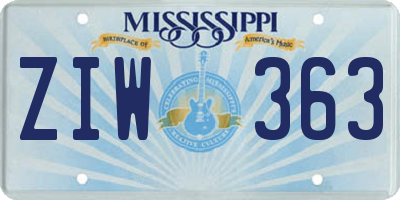 MS license plate ZIW363