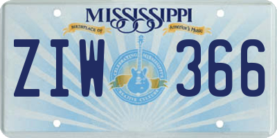 MS license plate ZIW366