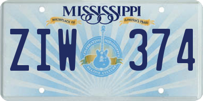 MS license plate ZIW374