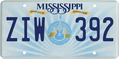 MS license plate ZIW392