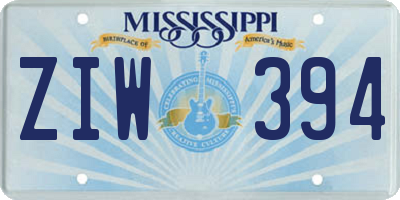 MS license plate ZIW394