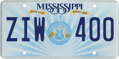 MS license plate ZIW400