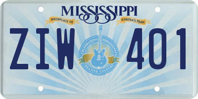 MS license plate ZIW401