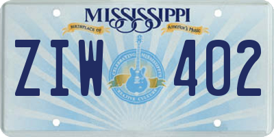 MS license plate ZIW402