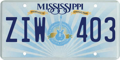 MS license plate ZIW403