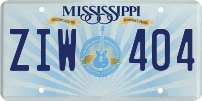 MS license plate ZIW404