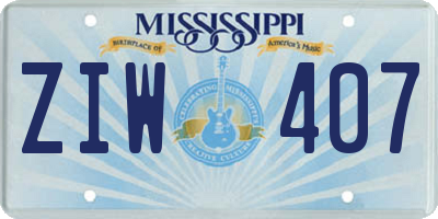 MS license plate ZIW407