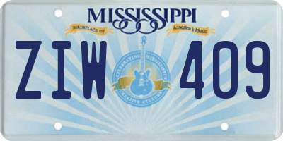 MS license plate ZIW409