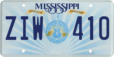 MS license plate ZIW410