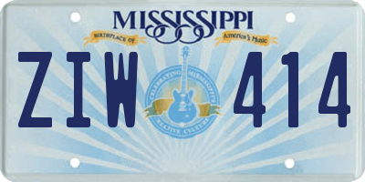 MS license plate ZIW414