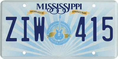 MS license plate ZIW415