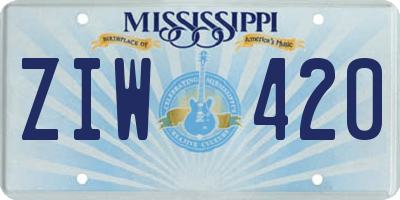 MS license plate ZIW420