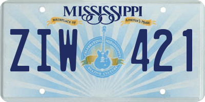 MS license plate ZIW421