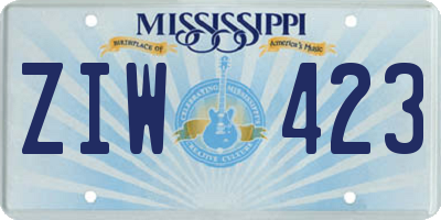 MS license plate ZIW423