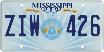 MS license plate ZIW426