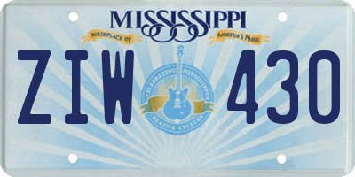 MS license plate ZIW430