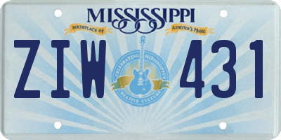 MS license plate ZIW431