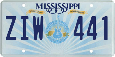 MS license plate ZIW441