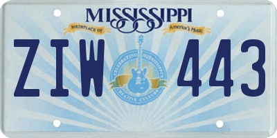 MS license plate ZIW443