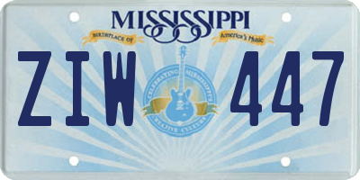 MS license plate ZIW447