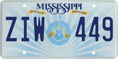 MS license plate ZIW449