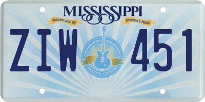 MS license plate ZIW451