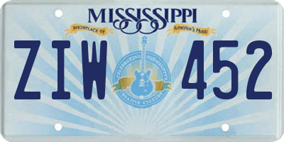 MS license plate ZIW452