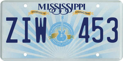 MS license plate ZIW453