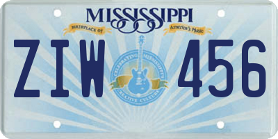 MS license plate ZIW456