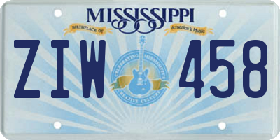 MS license plate ZIW458