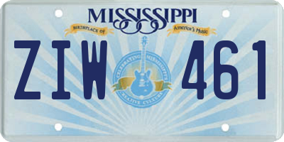 MS license plate ZIW461