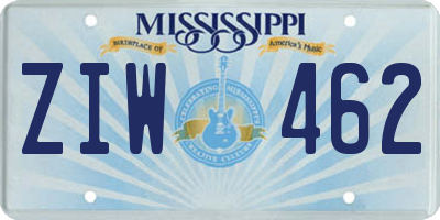 MS license plate ZIW462