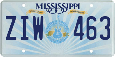 MS license plate ZIW463