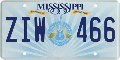 MS license plate ZIW466
