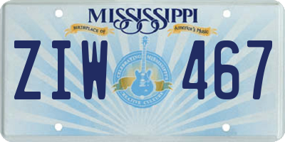 MS license plate ZIW467