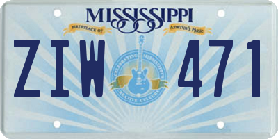 MS license plate ZIW471