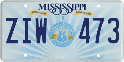 MS license plate ZIW473