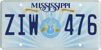 MS license plate ZIW476