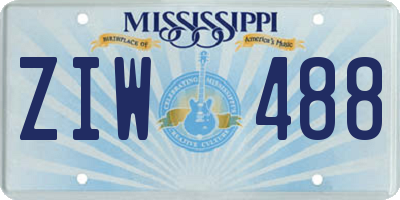MS license plate ZIW488