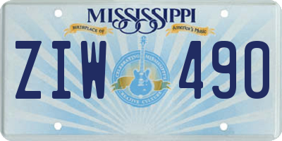 MS license plate ZIW490