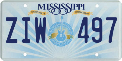 MS license plate ZIW497